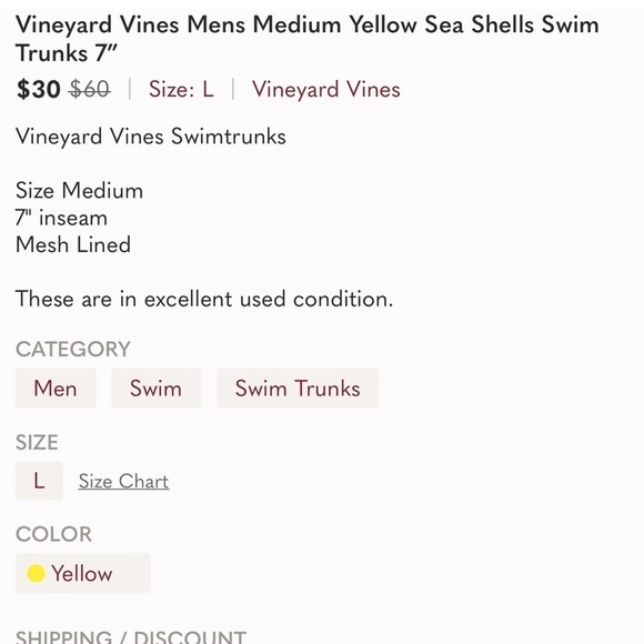 Vineyard Vines yellow, and blue seashell Trunks SZ XL - Picture 10 of 10